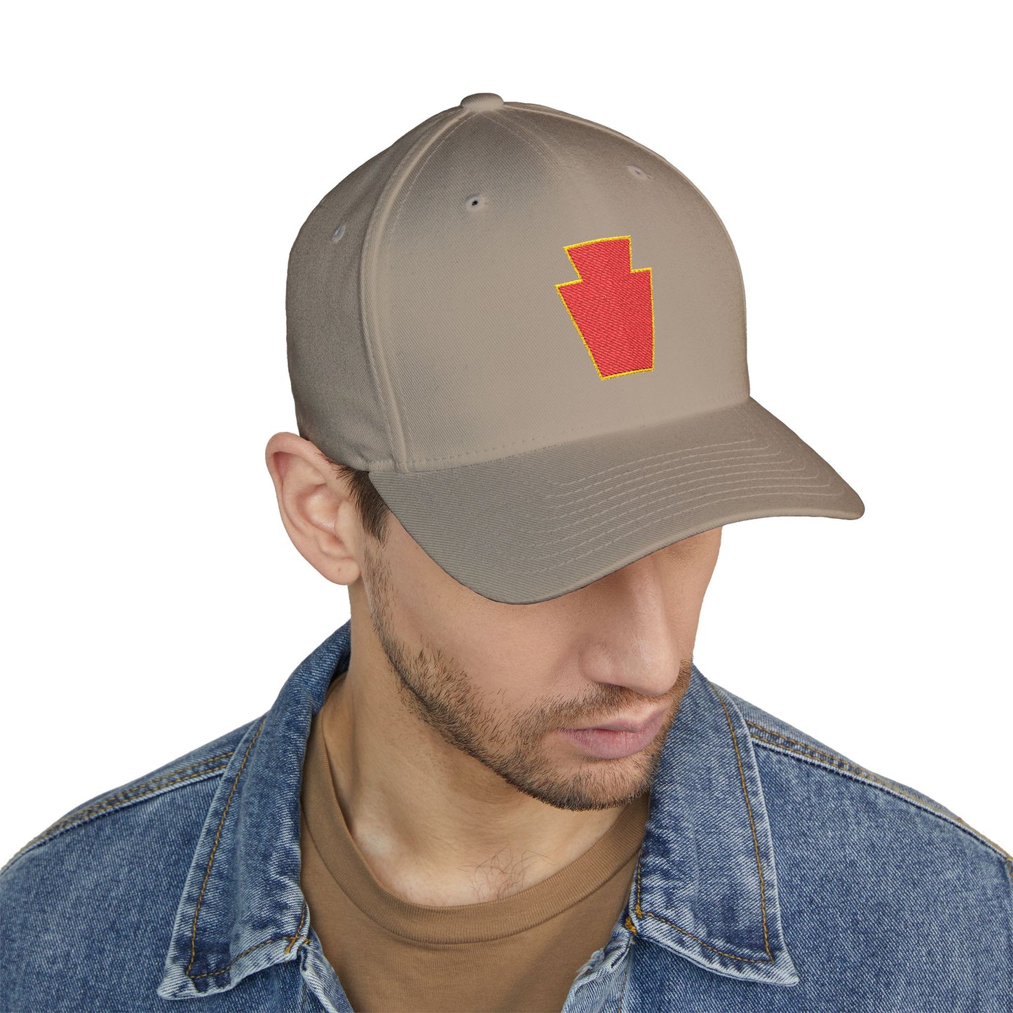 28th Infantry Division Embroidered Red Keystone Closed-Back Hat