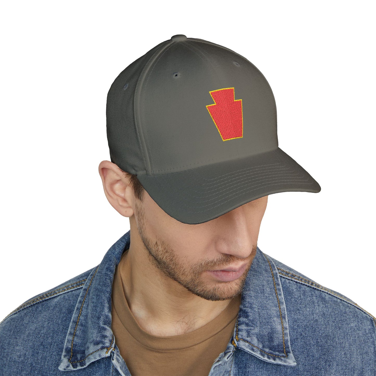 28th Infantry Division Embroidered Red Keystone Closed-Back Hat