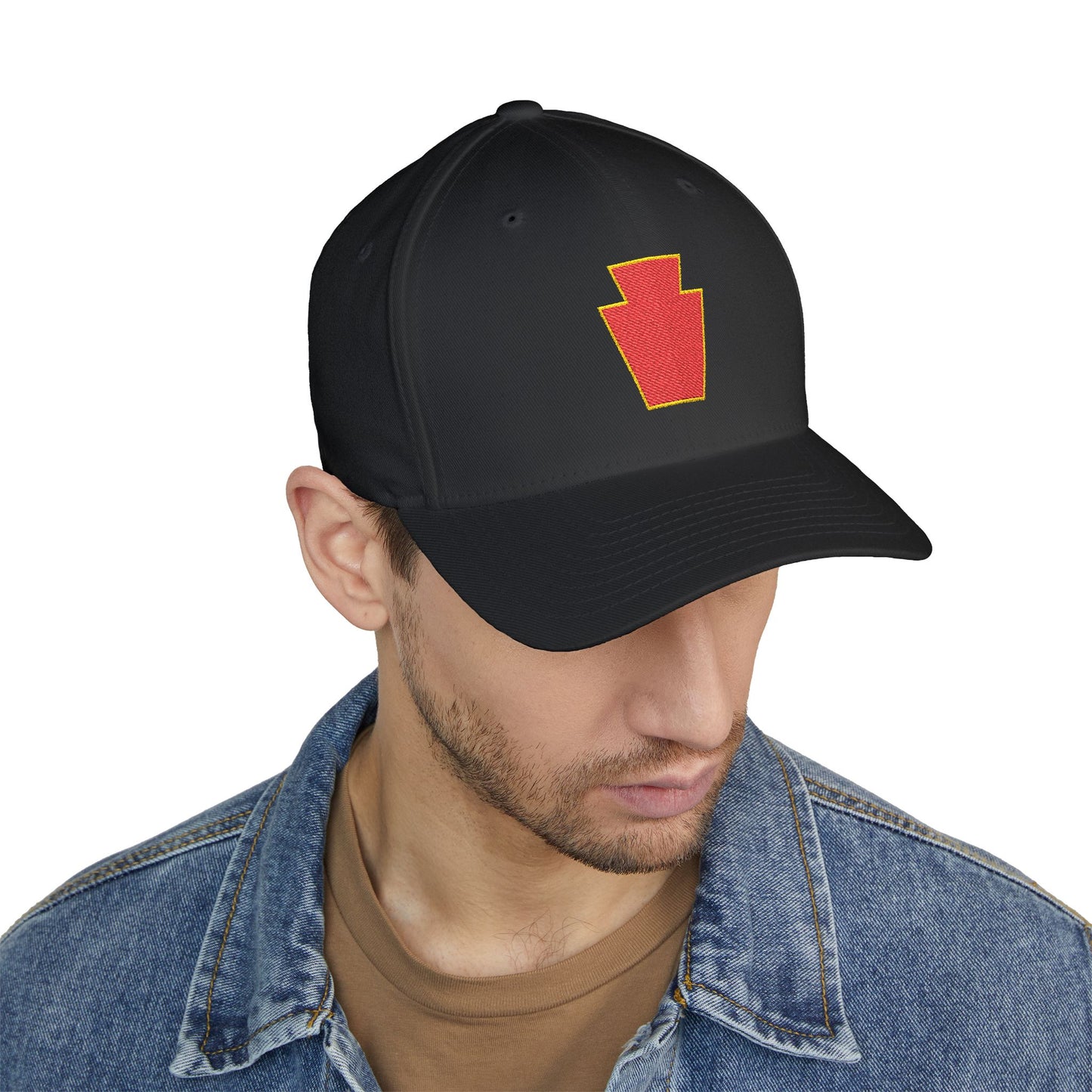 28th Infantry Division Embroidered Red Keystone Closed-Back Hat