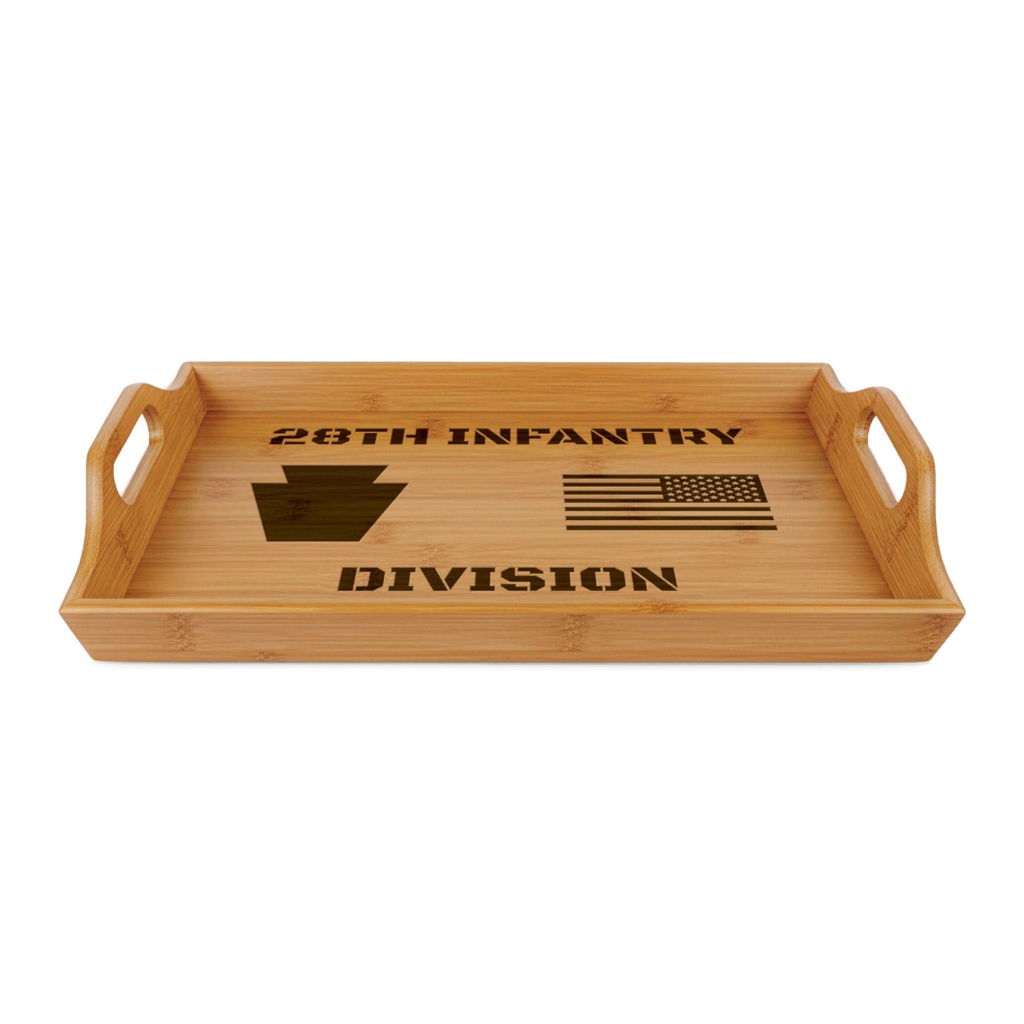 28th Infantry Division Engraved Bamboo Serving Tray