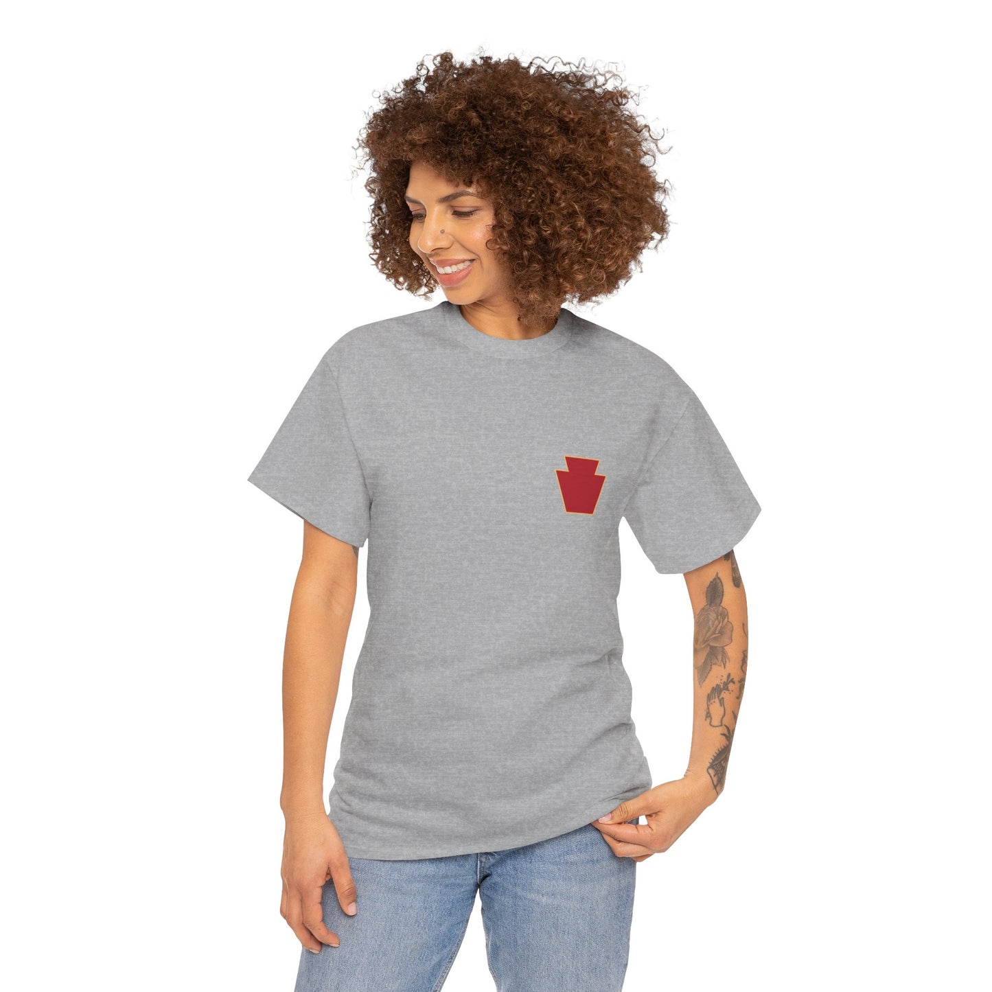 28th ID Simple Red Keystone - Unisex Cotton T-Shirt