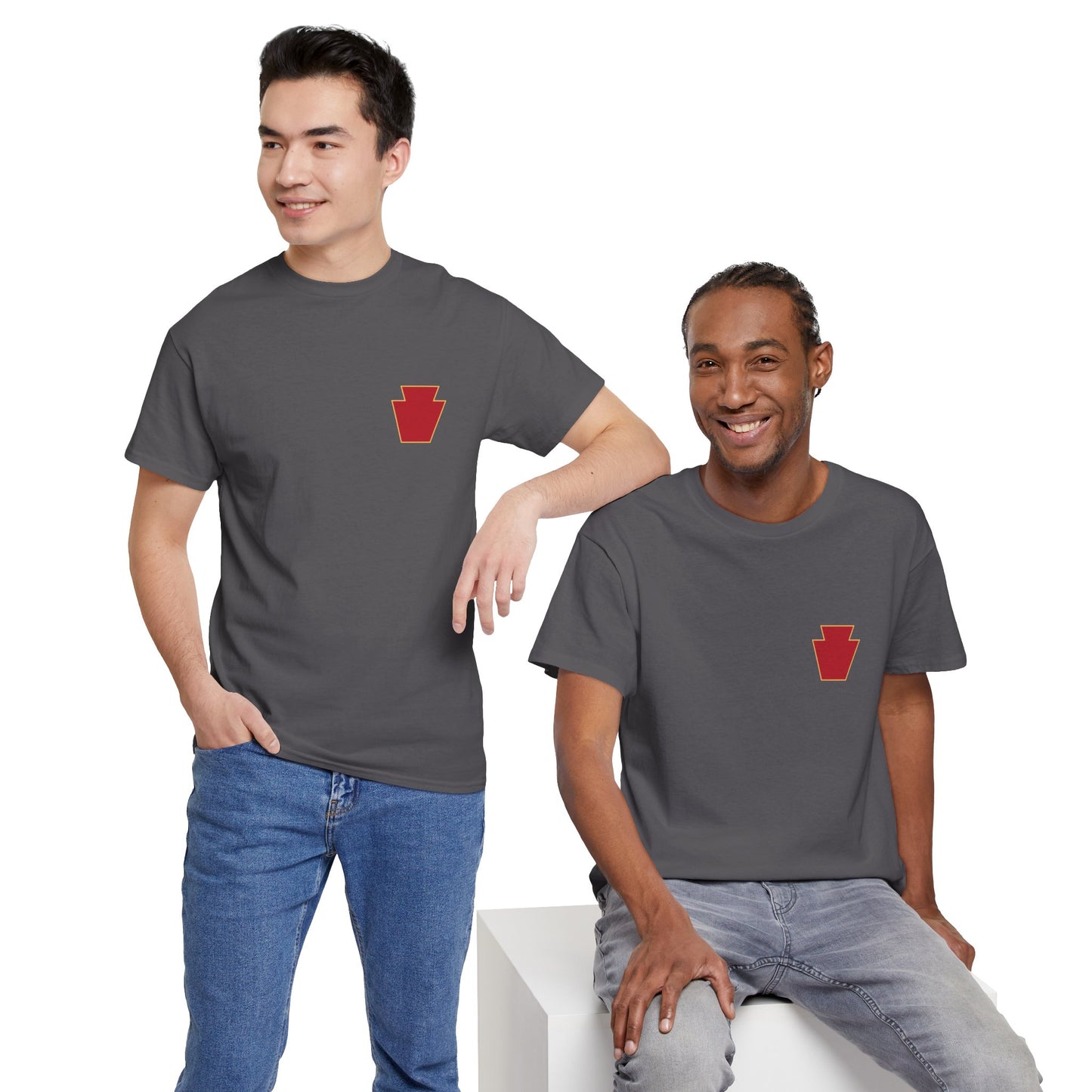 28th ID Simple Red Keystone - Unisex Cotton T-Shirt