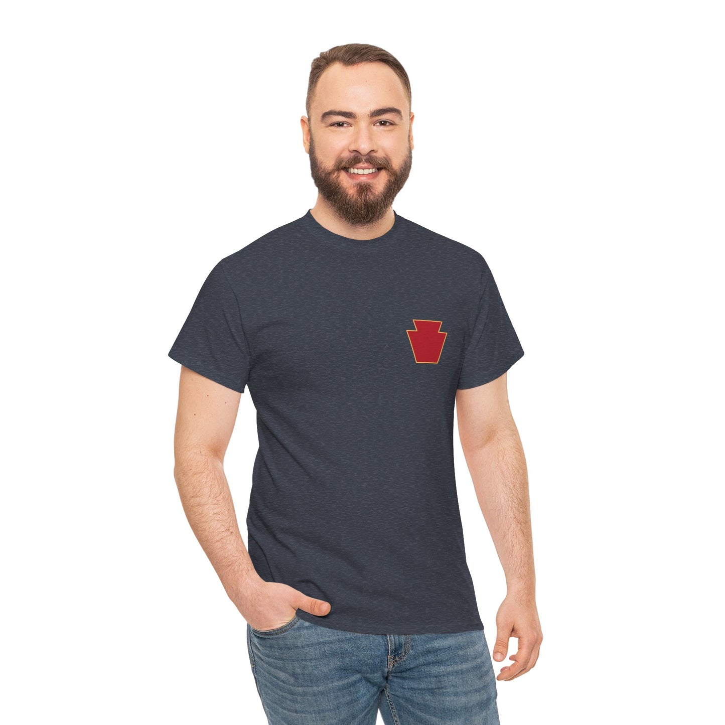 28th ID Simple Red Keystone - Unisex Cotton T-Shirt