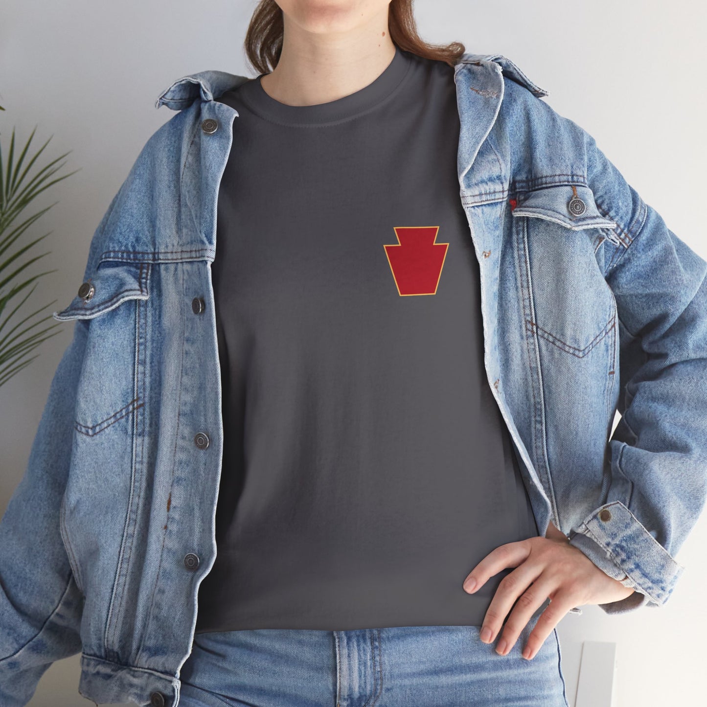 28th ID Simple Red Keystone - Unisex Cotton T-Shirt
