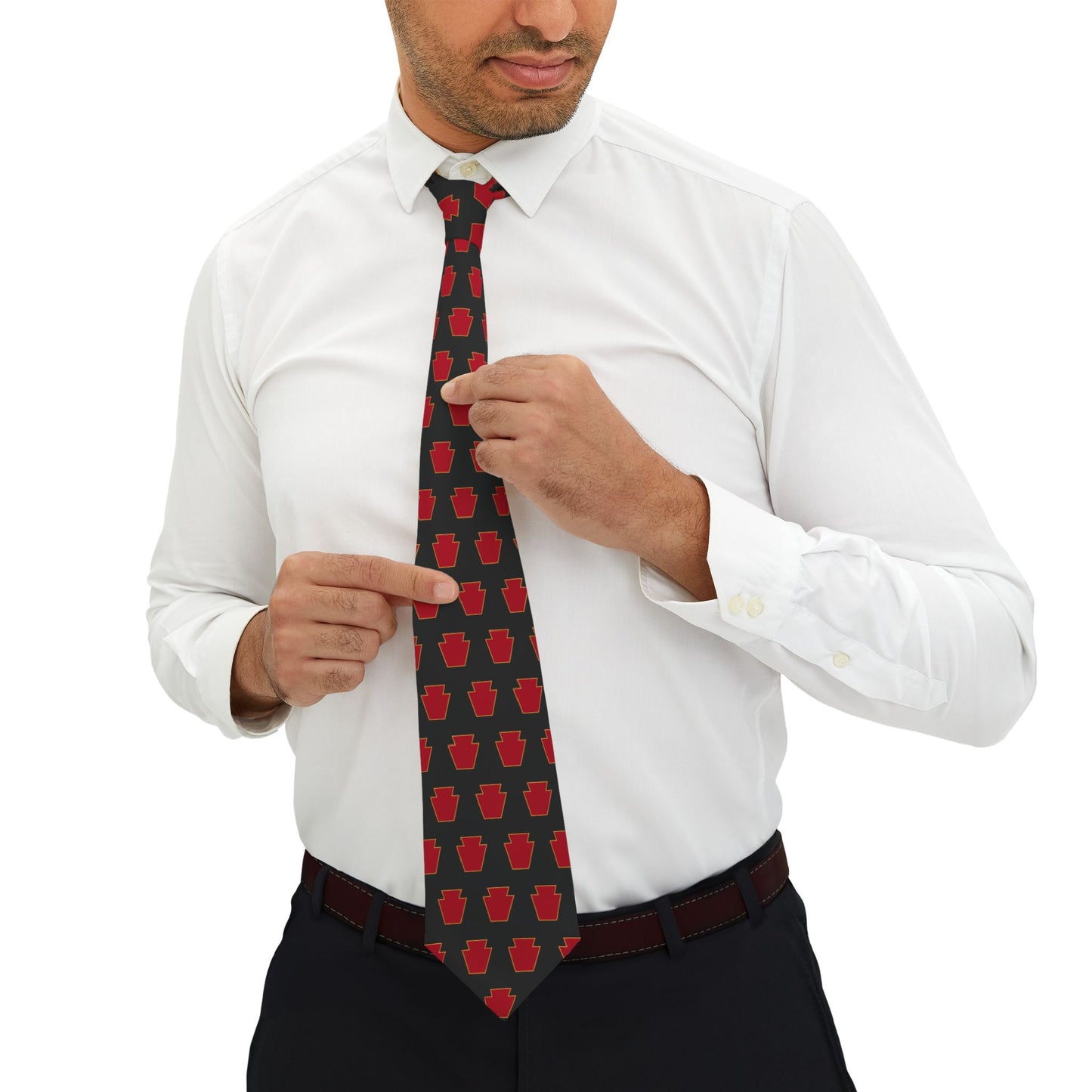 Red Keystone Pattern Necktie