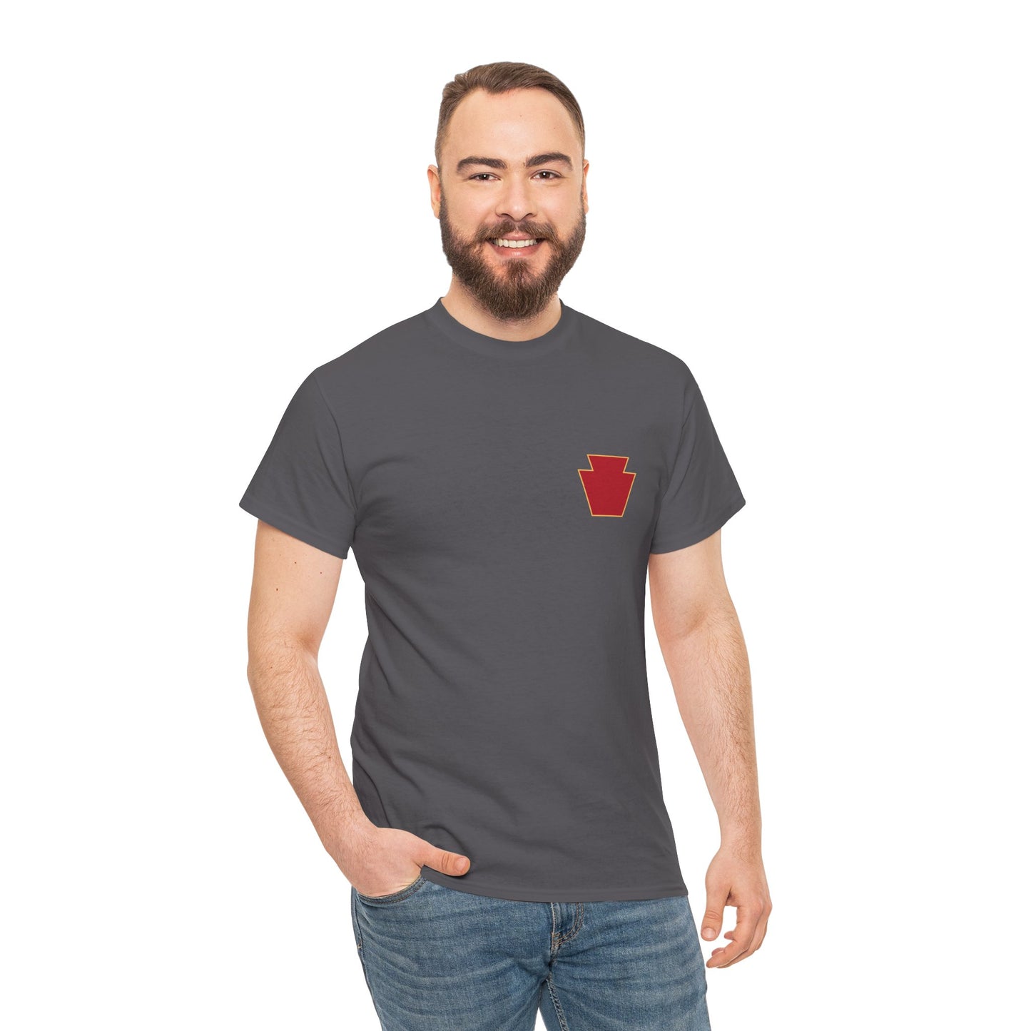 28th ID Simple Red Keystone - Unisex Cotton T-Shirt