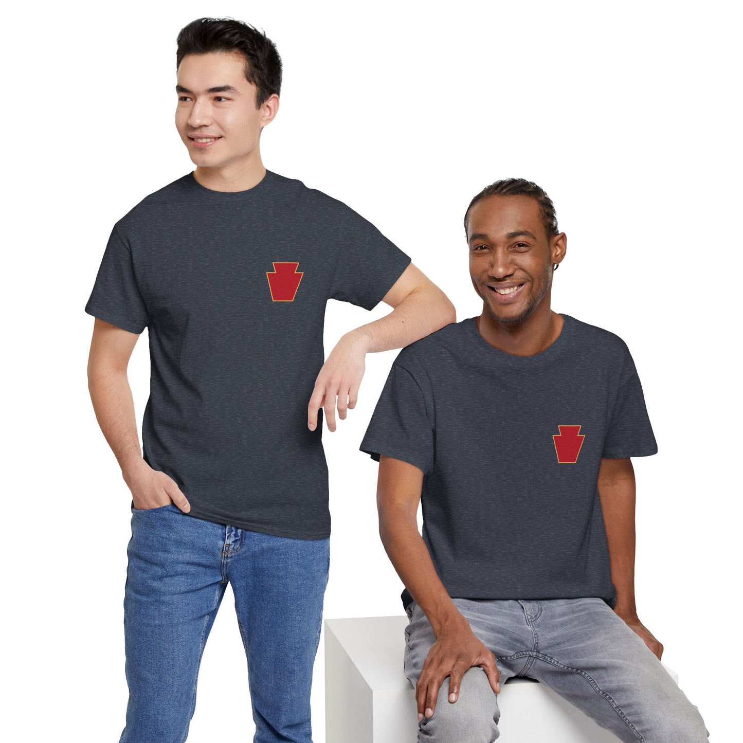28th ID Simple Red Keystone - Unisex Cotton T-Shirt