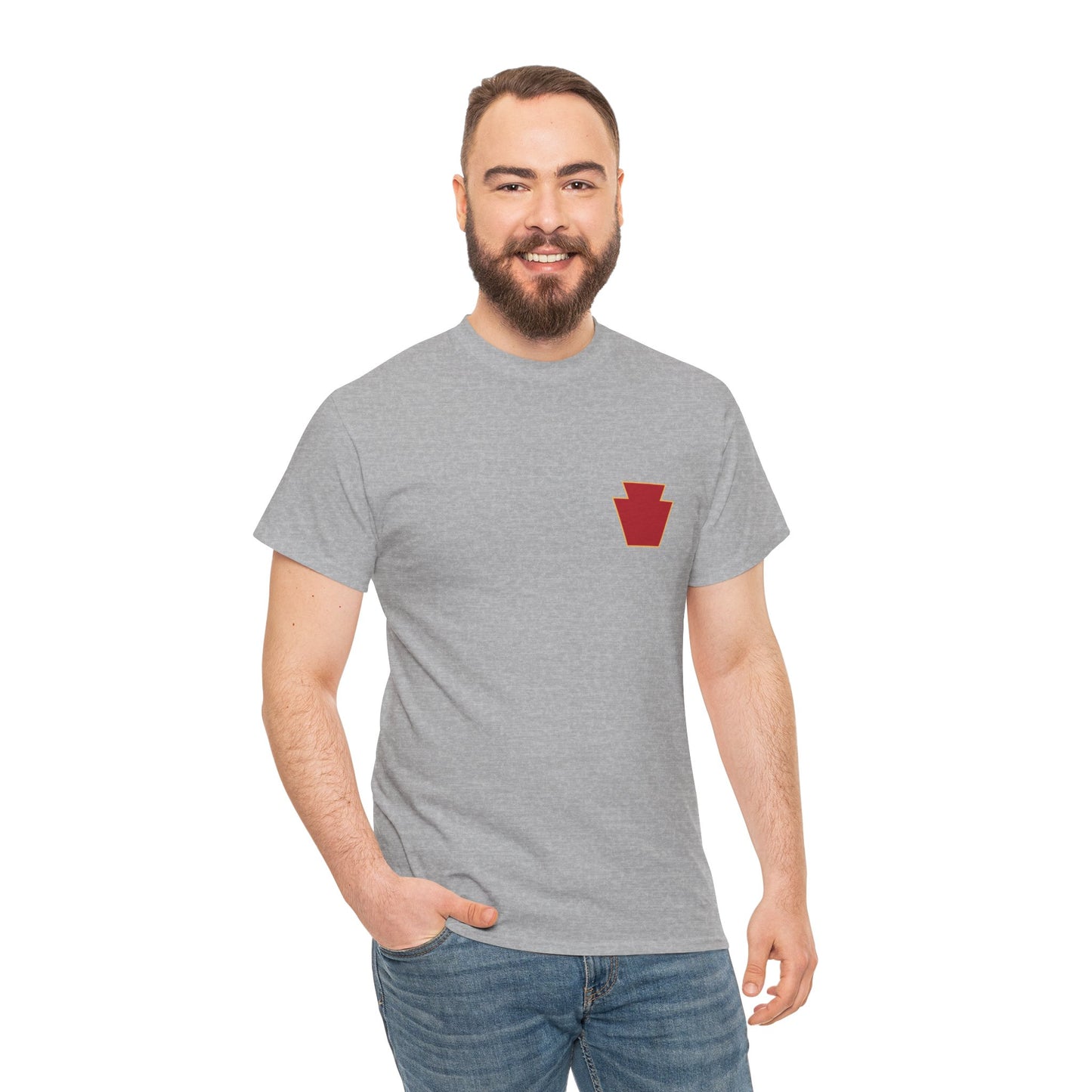 28th ID Simple Red Keystone - Unisex Cotton T-Shirt