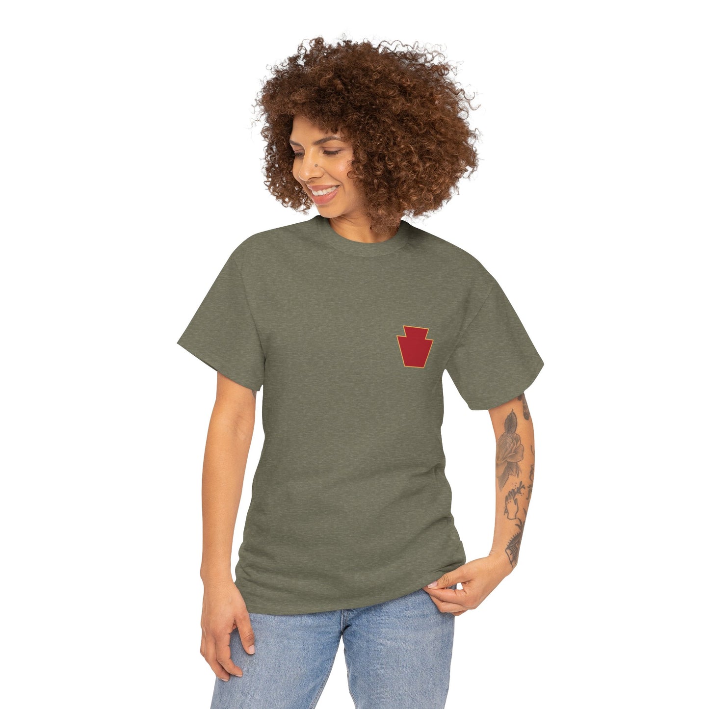 28th ID Simple Red Keystone - Unisex Cotton T-Shirt