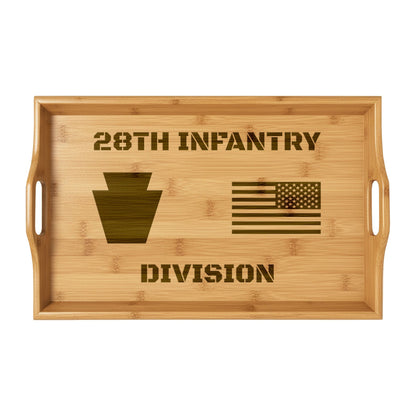 28th Infantry Division Engraved Bamboo Serving Tray