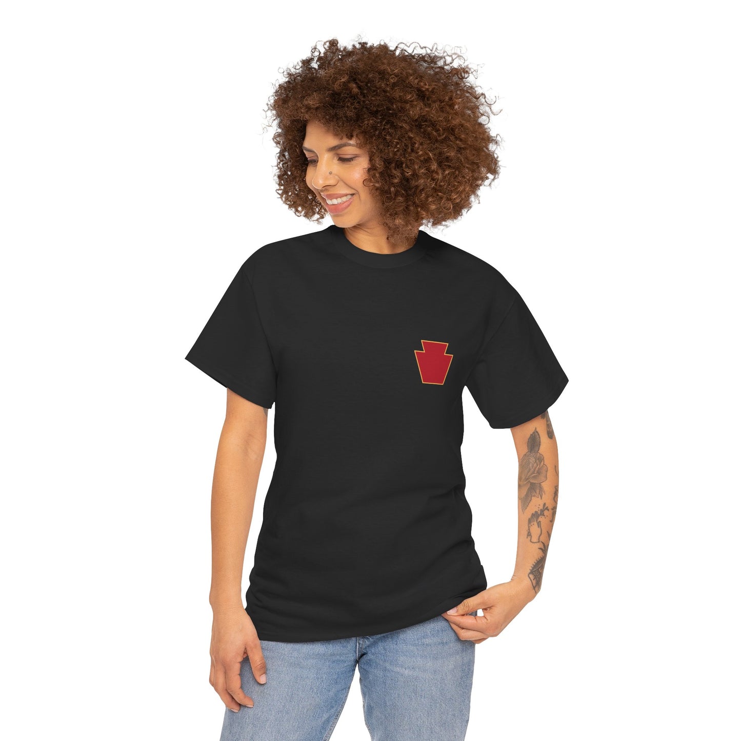 28th ID Simple Red Keystone - Unisex Cotton T-Shirt