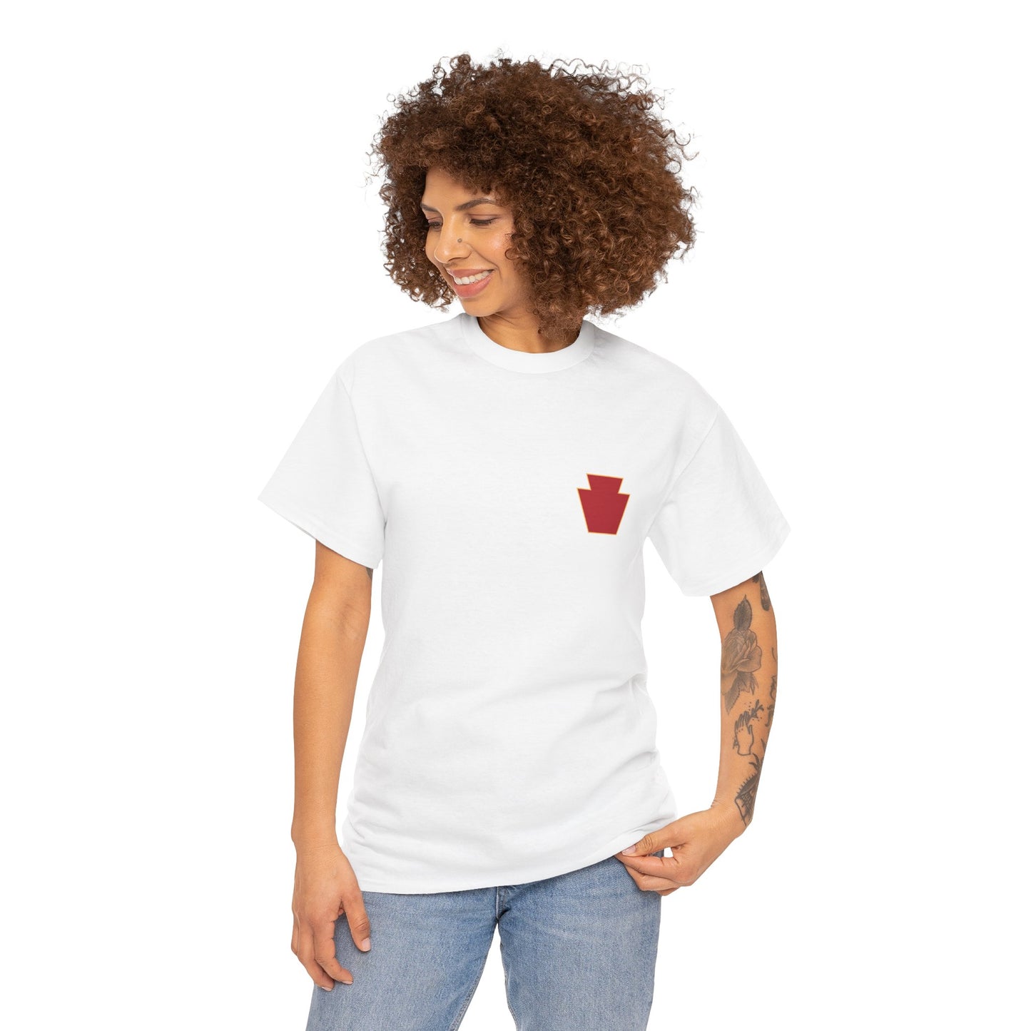 28th ID Simple Red Keystone - Unisex Cotton T-Shirt