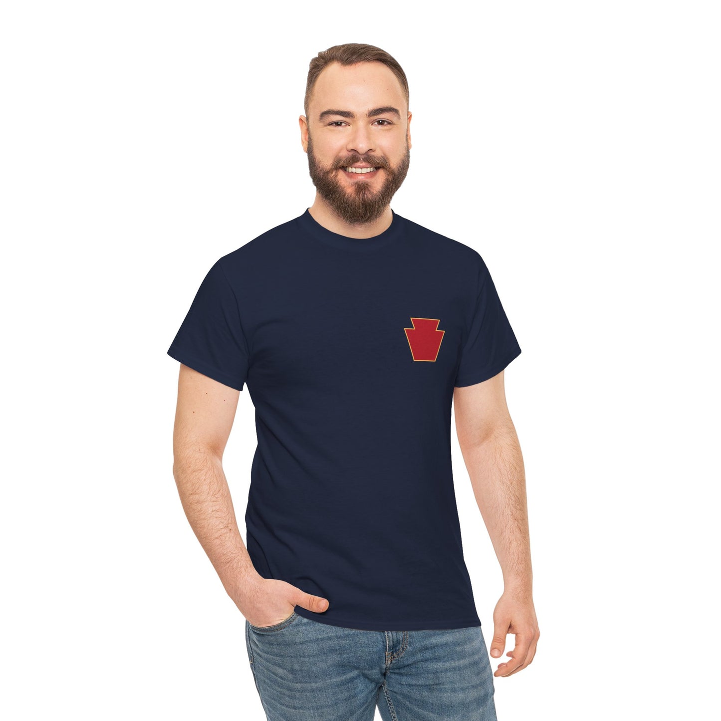 28th ID Simple Red Keystone - Unisex Cotton T-Shirt