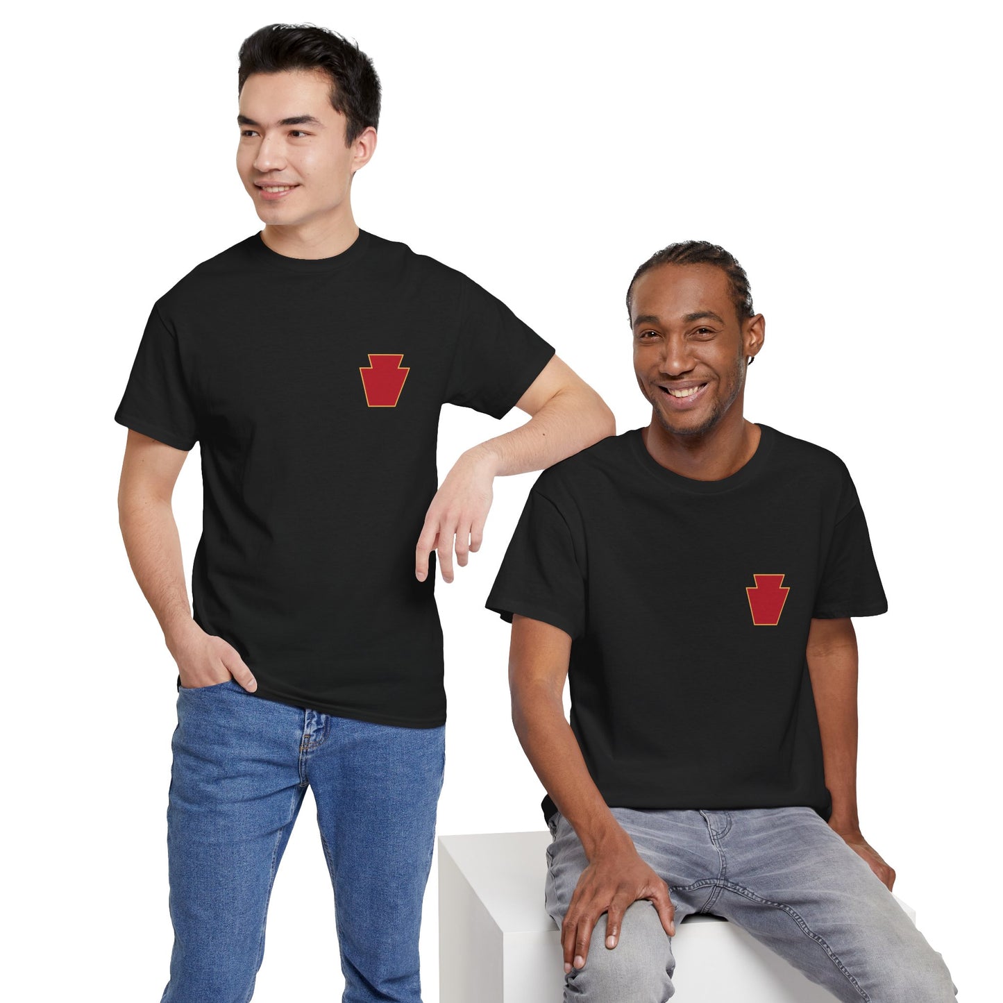 28th ID Simple Red Keystone - Unisex Cotton T-Shirt