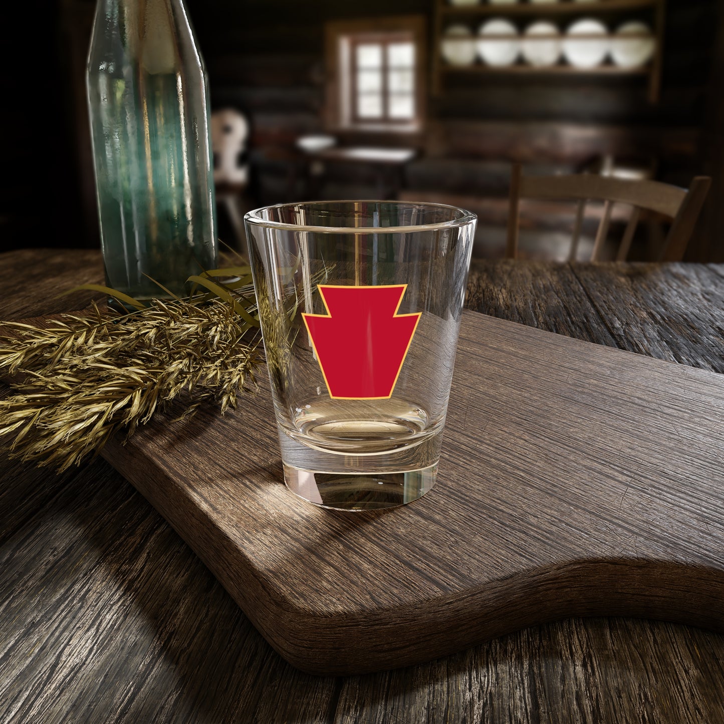 Simple Red Keystone 1.5oz Shot Glass