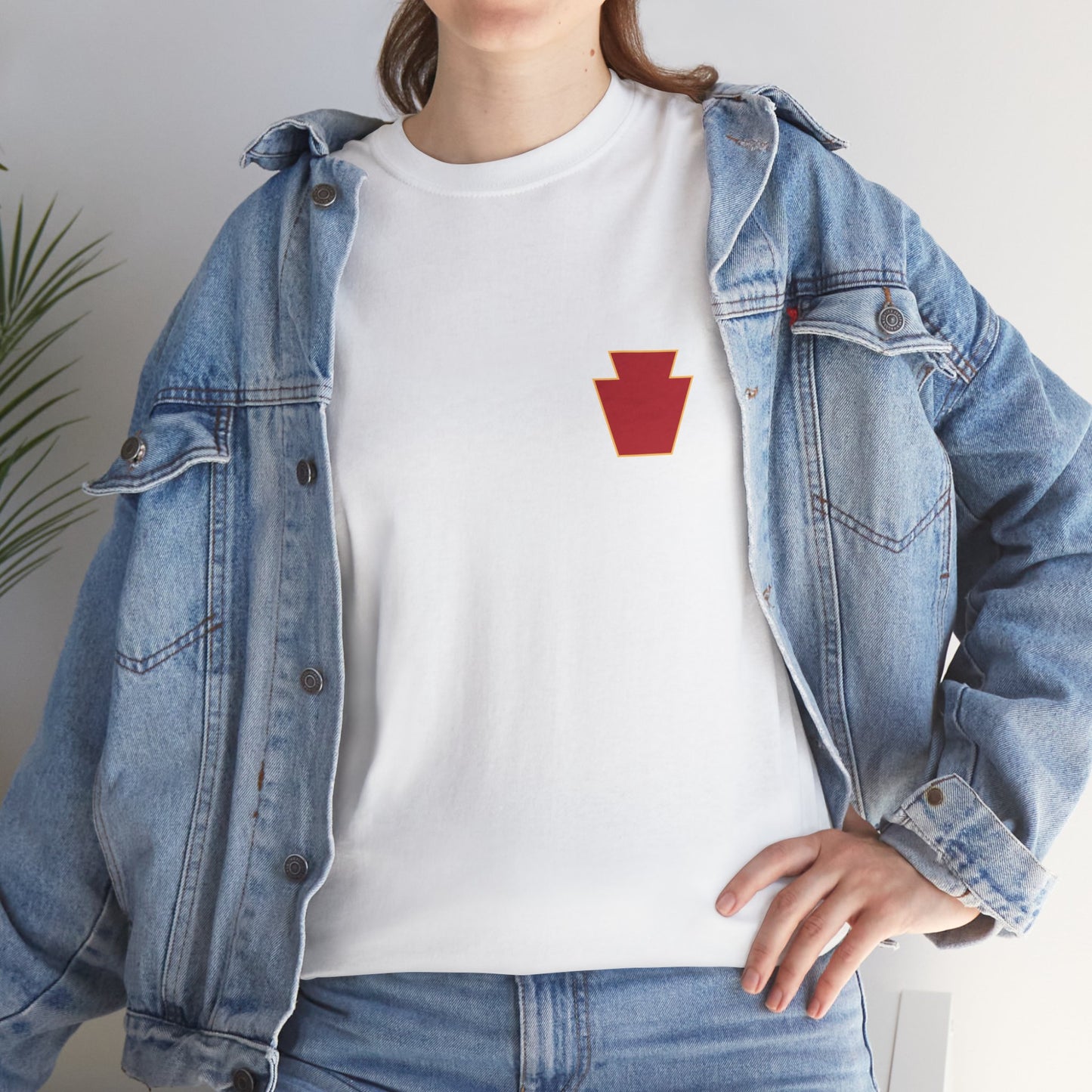 28th ID Simple Red Keystone - Unisex Cotton T-Shirt