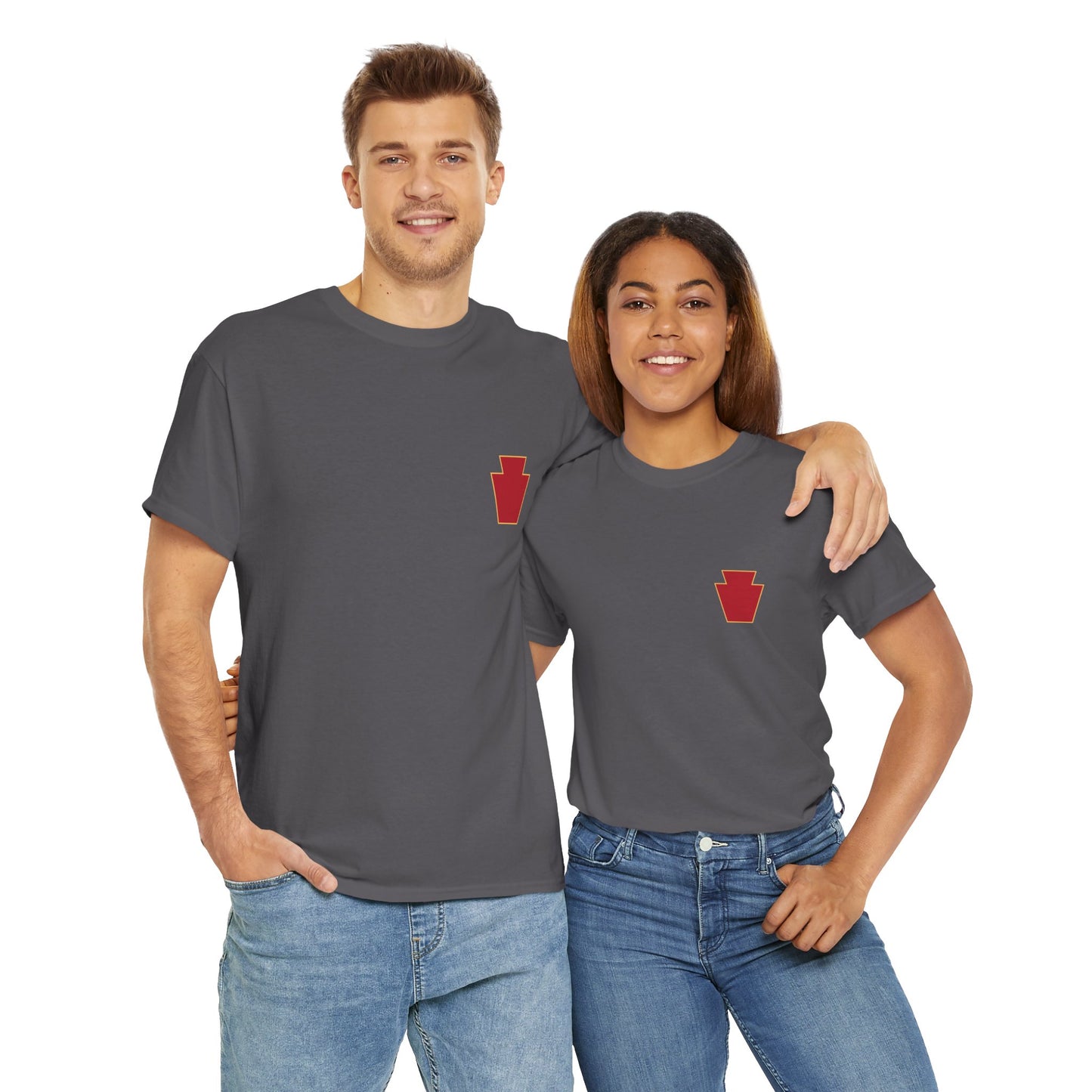 28th ID Simple Red Keystone - Unisex Cotton T-Shirt