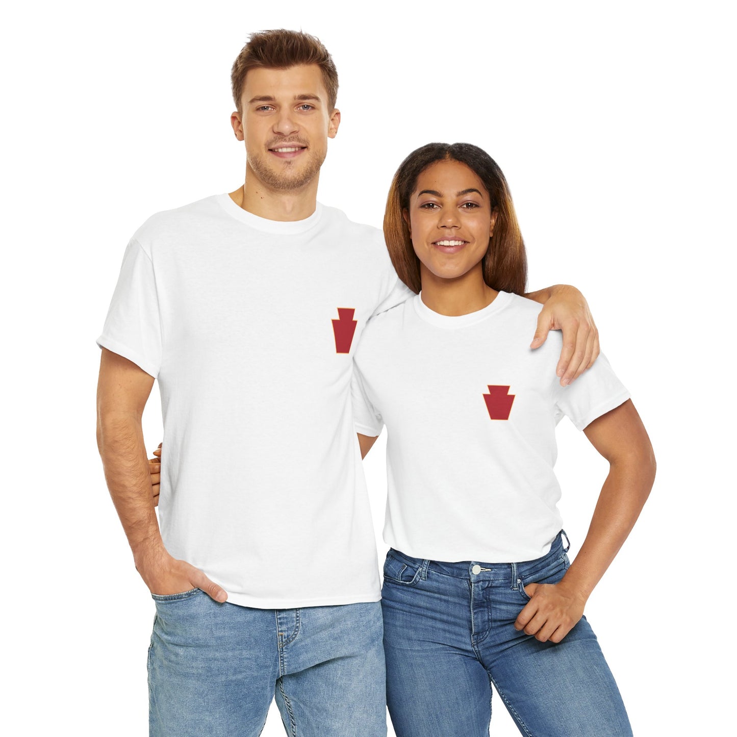 28th ID Simple Red Keystone - Unisex Cotton T-Shirt