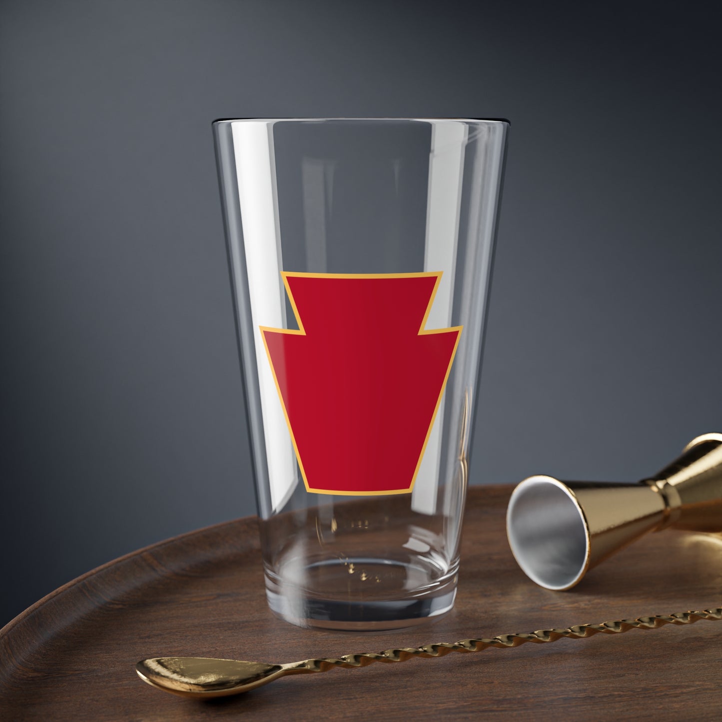 Simple Red Keystone 16oz Glass