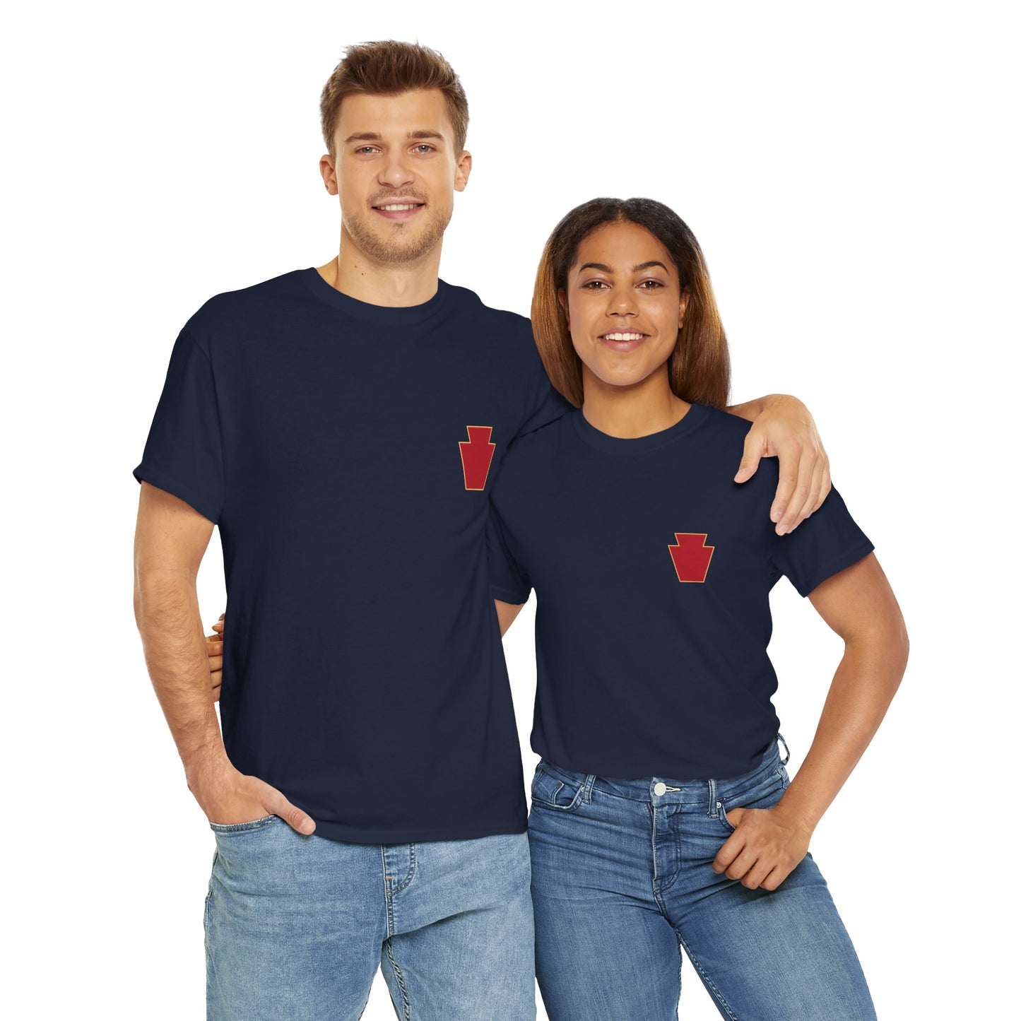 28th ID Simple Red Keystone - Unisex Cotton T-Shirt