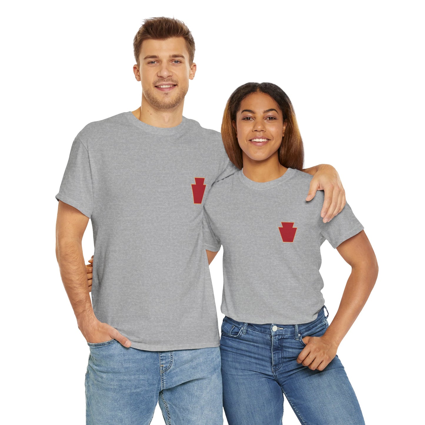 28th ID Simple Red Keystone - Unisex Cotton T-Shirt