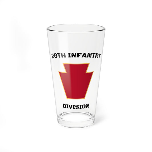 28th Infantry Division Red Keystone 16oz Glass