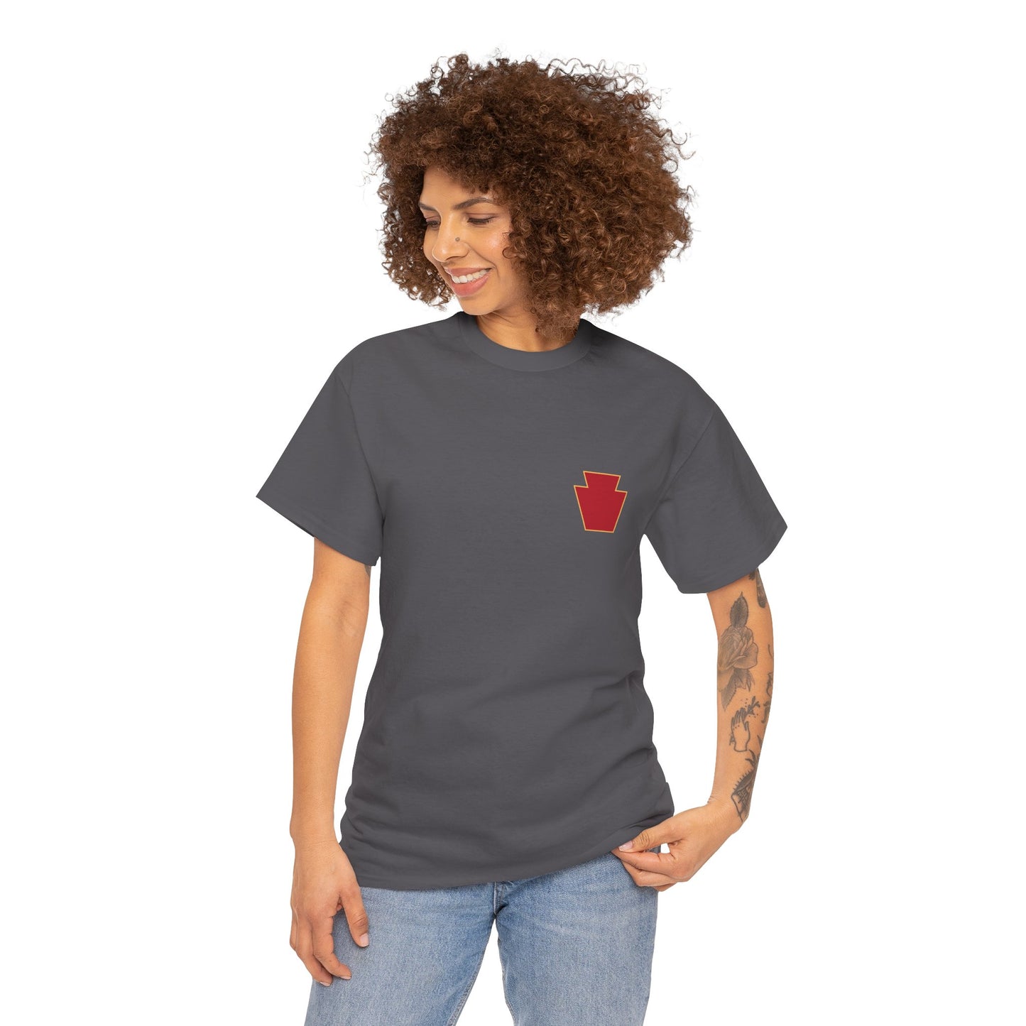 28th ID Simple Red Keystone - Unisex Cotton T-Shirt