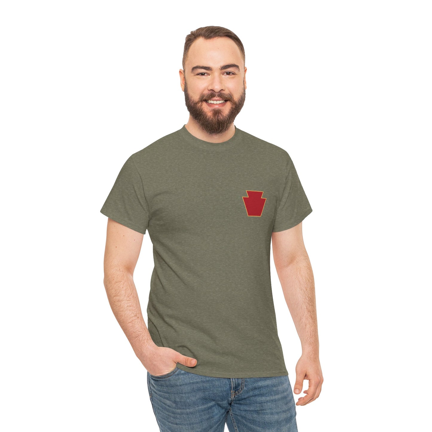 28th ID Simple Red Keystone - Unisex Cotton T-Shirt