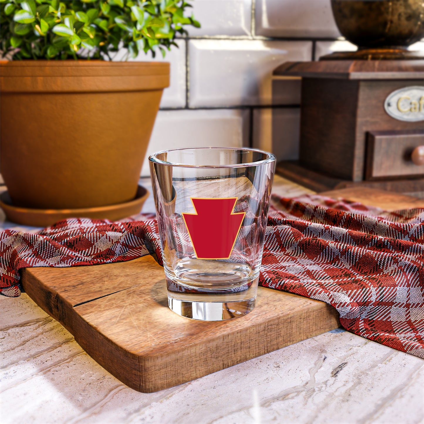 Simple Red Keystone 1.5oz Shot Glass