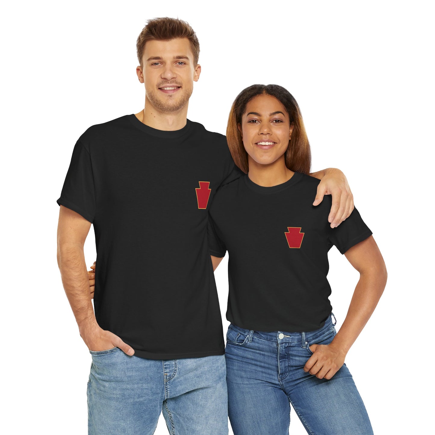 28th ID Simple Red Keystone - Unisex Cotton T-Shirt