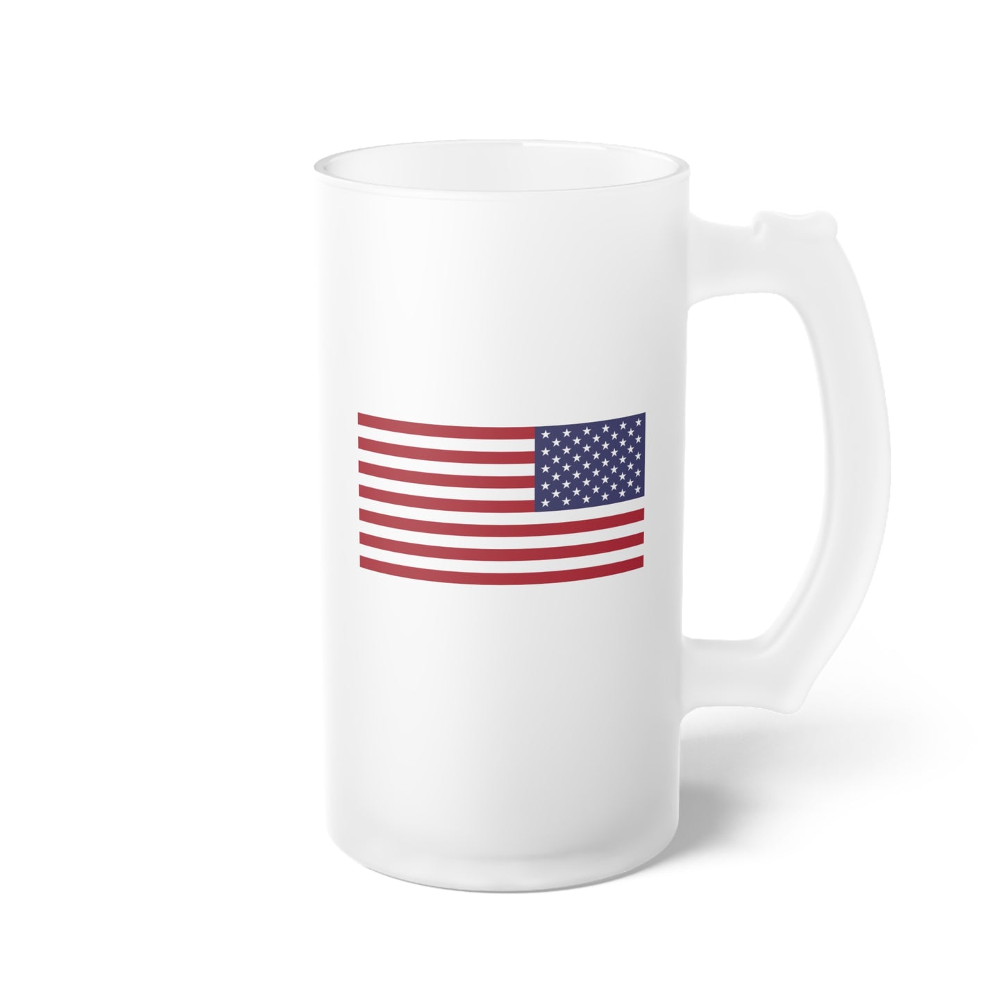 Red Keystone American Flag Frosted Glass Beer Mug