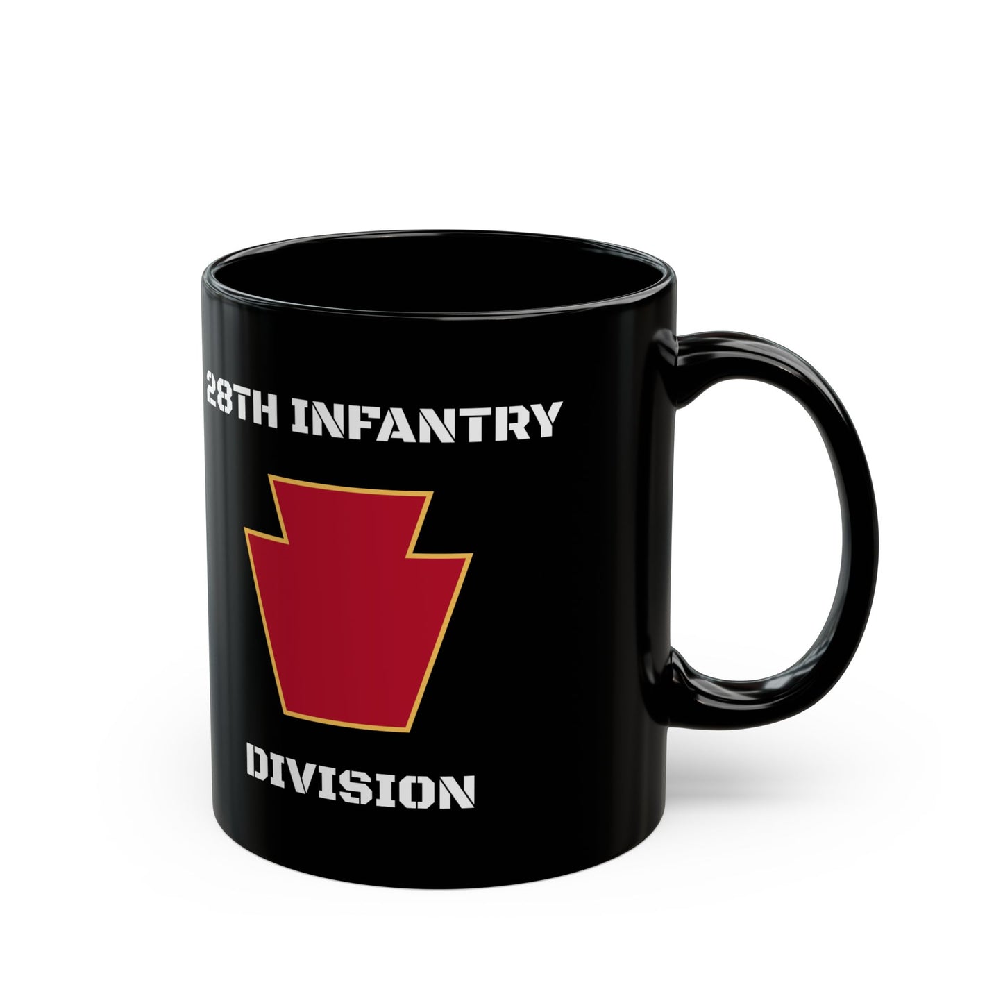 Red Keystone Black Ceramic Mug, (11oz)