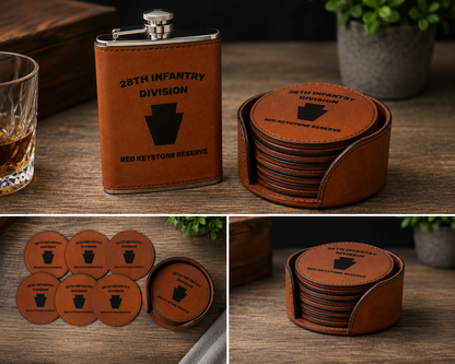 28th Infantry Division Flask & Coaster Set