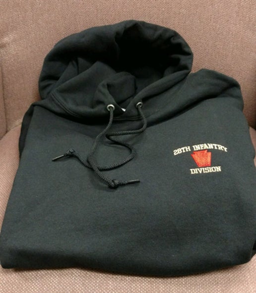 28th ID Embroidered Red Keystone Black Hoodie