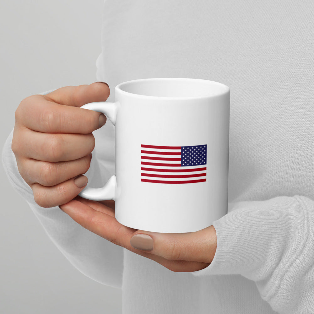 Red Keystone American Flag White Ceramic Coffee Mug