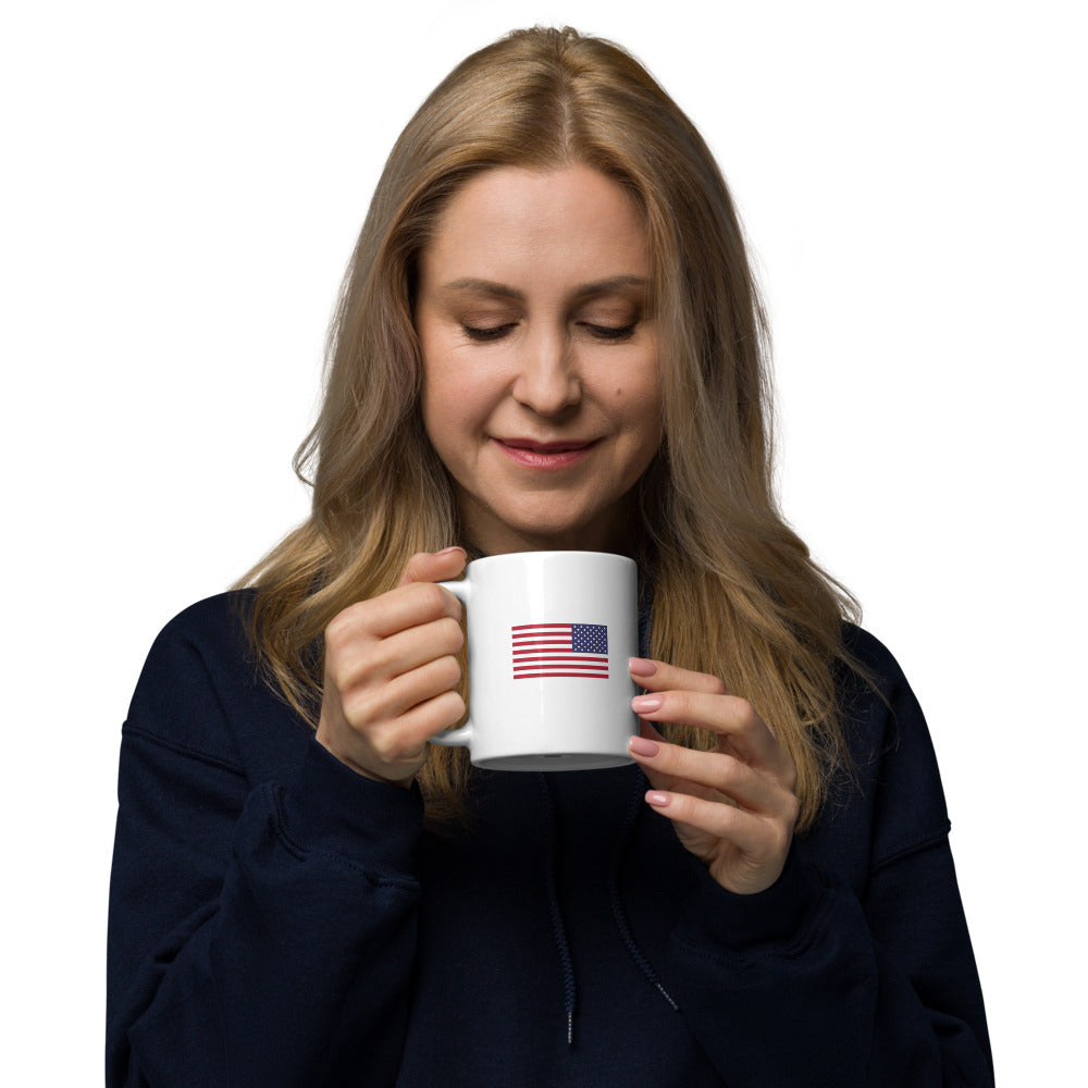 Red Keystone American Flag White Ceramic Coffee Mug