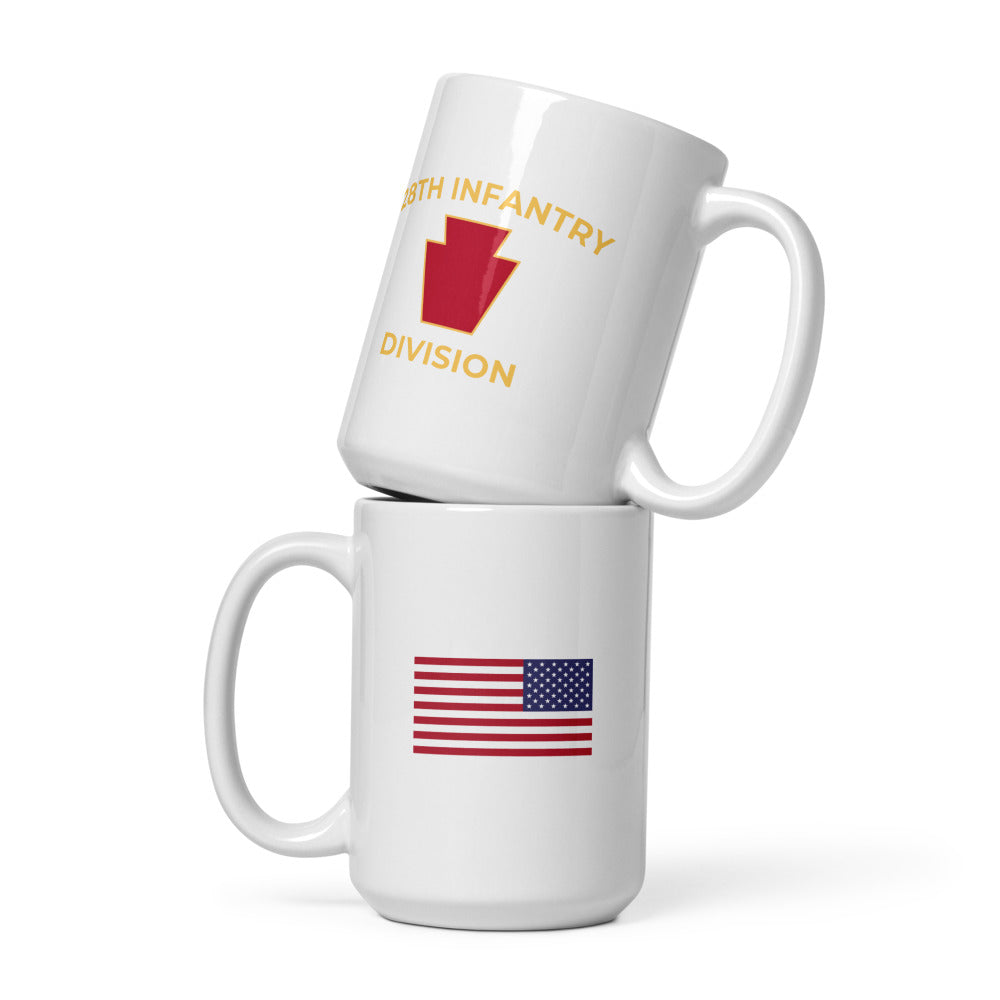 Red Keystone American Flag White Ceramic Coffee Mug