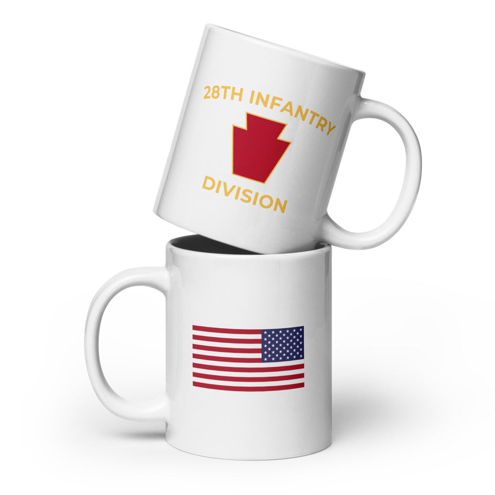 Red Keystone American Flag White Ceramic Coffee Mug